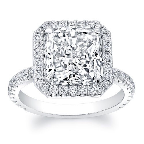 Women's 14k White Gold 2 carat Princess Cut Diamond Halo Engagement Ring