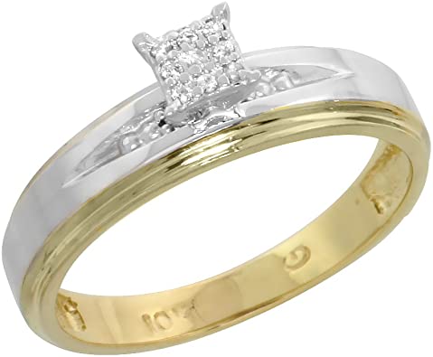 10k Yellow Gold Diamond Engagement Ring Women 0.06 cttw Brilliant Cut