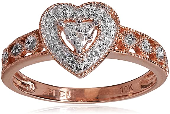 Amazon Collection 10k Gold Diamond Heart Ring