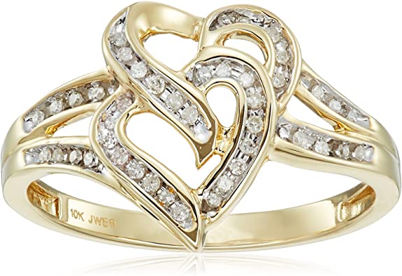 Amazon Collection 10k Yellow Gold Diamond Heart Ring