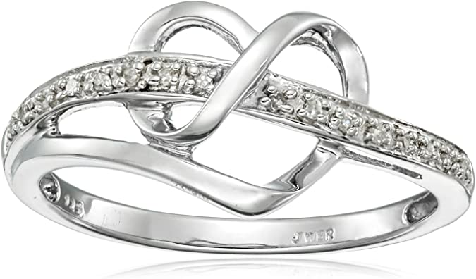 Amazon Collection Sterling Silver Diamond Heart Ring