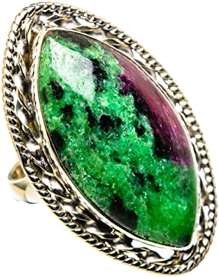 Ana Silver Co Huge Ruby Zoisite Ring Size 7.5 (925 Sterling Silver) - Handmade Jewelry, Bohemian, Vintage RING99805