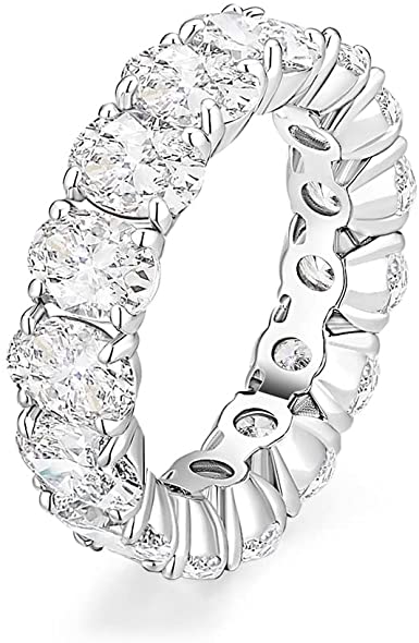 EAMTI Wedding Bands for Women Oval Cut Stackable CZ Cubic Zirconia Engagement Rings Eternity Band Rings