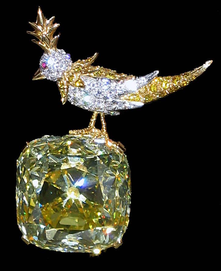 Tiffany Yellow Diamond in Bird on a Rock