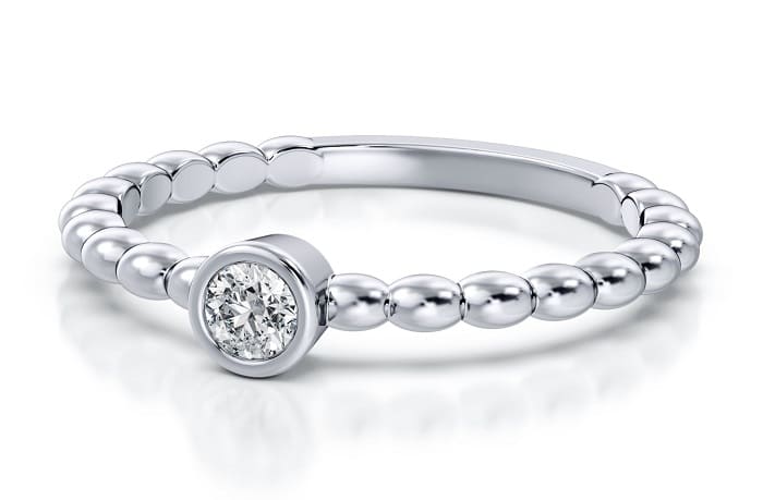  Bezel Set White Topaz Round Cut Gemstone Fashion Ring