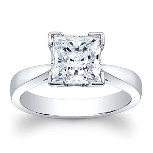 Women's engagement ring 14 karat with 1 carat Princess Cut White Sapphire