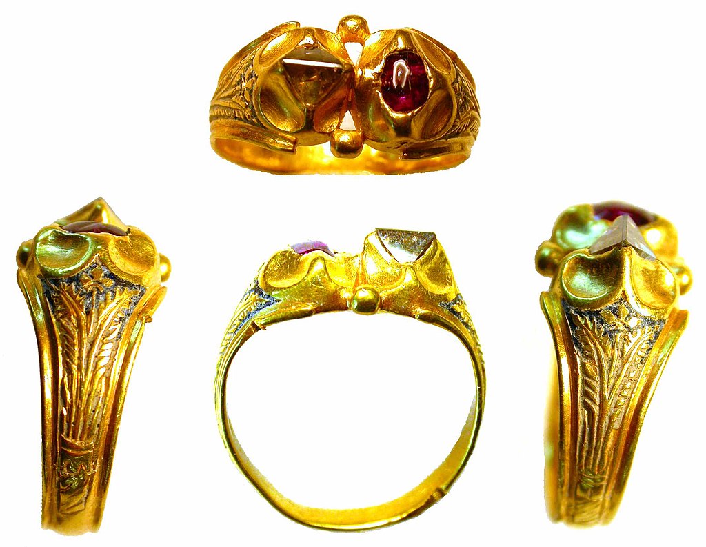 medieval diamond and gold ring
