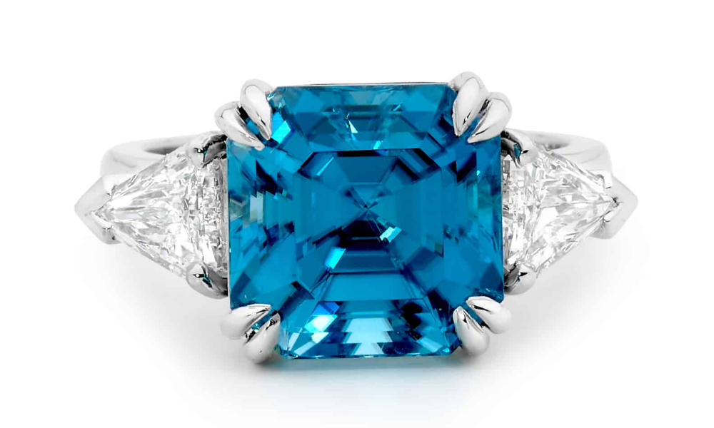 Blue zircon ring
