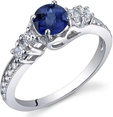Created Sapphire Solstice Ring Sterling Silver Sizes 5 to 9