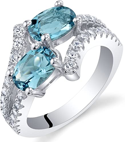 Forever Us Two Stone London Blue Topaz Sterling Silver Ring