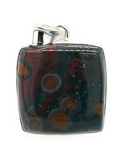 Natural Bloodstone, Heliotrope 925 Solid Sterling Silver Pendant 30mm