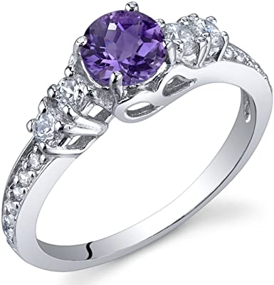 Peora Enchanting 0.50 Carats Amethyst Ring in Sterling Silver Sizes 5 to 9