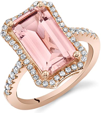 Peora Simulated Morganite Ring in Rose Gold-tone Sterling Silver