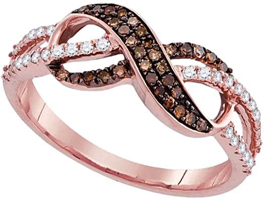 Sonia Jewels 14k Rose Gold Round Chocolate Brown Diamond Infinity Ring